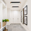 Oval Led Ceiling Light Flush Mount With Wood Accent