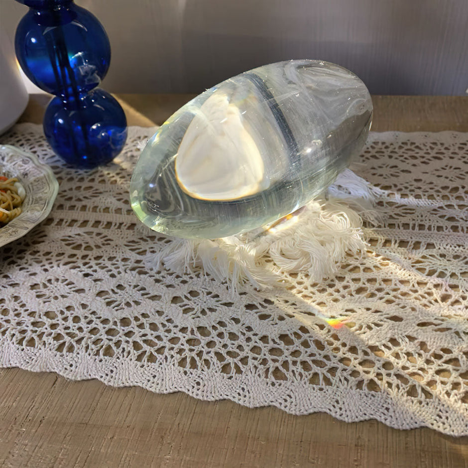 Oval Glass Table Lamp – Modern Decorative Accent Light for Home