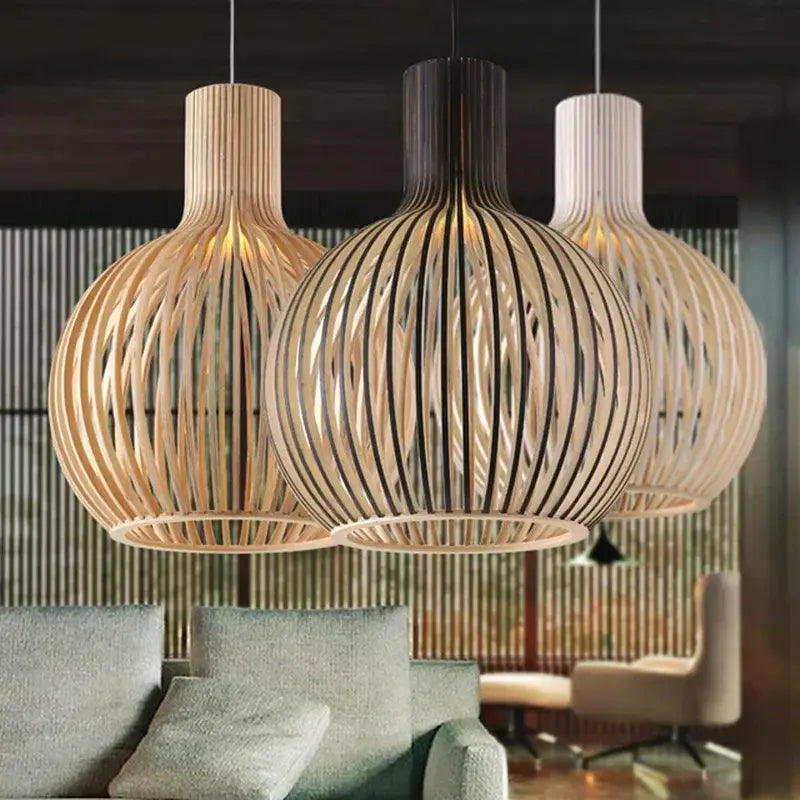 Wooden Pendant Light, Ø35cm Ø45cm Ø55cm