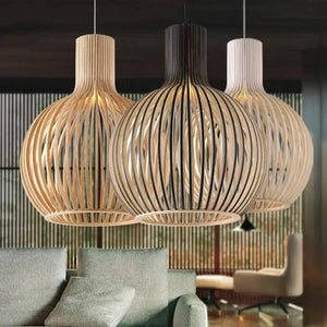 Rustic Modern Wooden Pendant Light – Stylish Hanging Fixture with  Wood Design