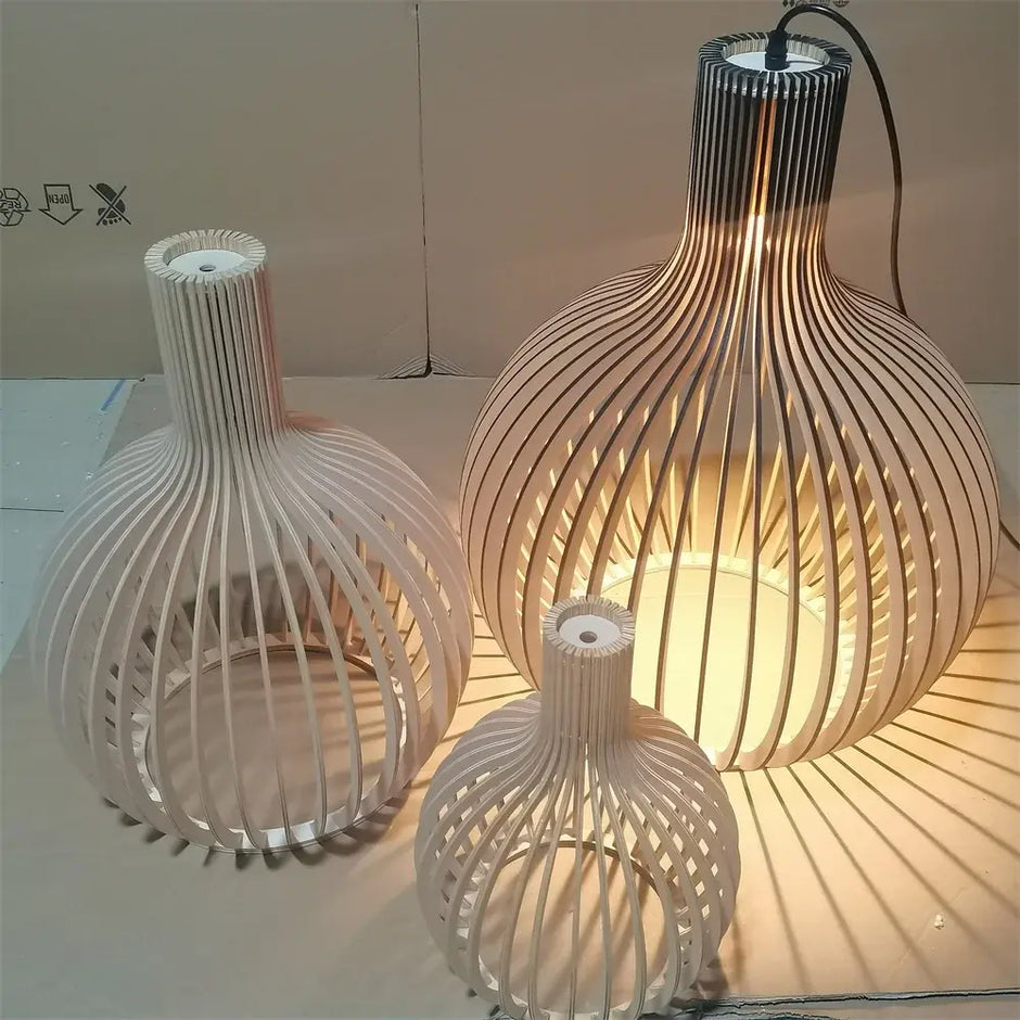 Wooden Pendant Light, Ø35cm Ø45cm Ø55cm