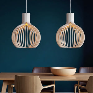 Rustic Modern Wooden Pendant Light – Stylish Hanging Fixture with  Wood Design