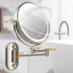 Chrome Silver Rechargeable LED Magnifying Makeup & Bathroom Vanity Mirror