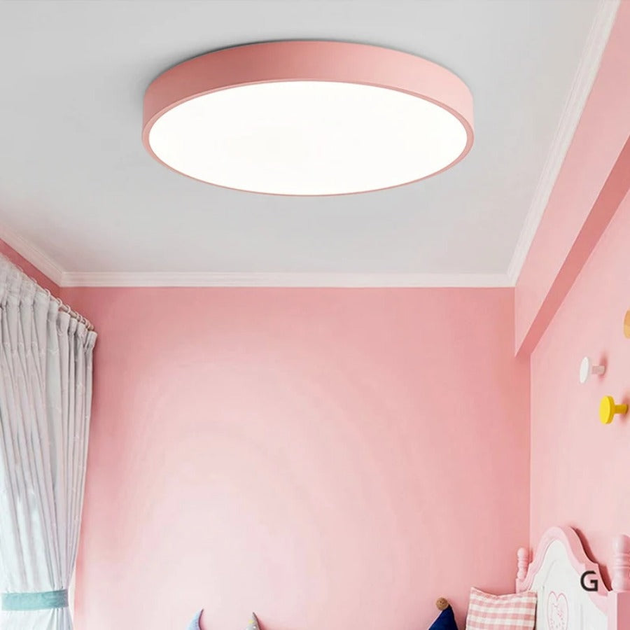 Nordic Wooden Circular Ceiling Light_  Modern Macaroon Design For Living Spaces