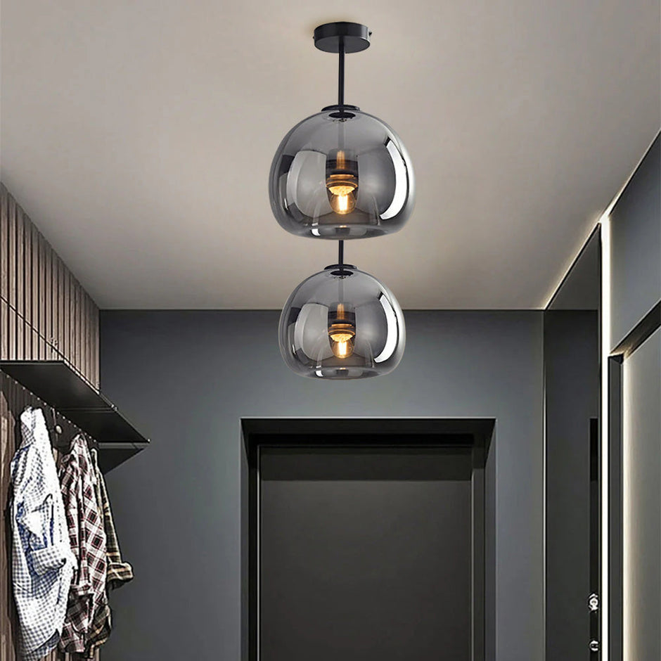 Modern Copper Glass Ceiling Light for Hallways and Living Rooms