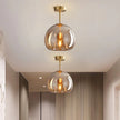 Modern Copper Glass Ceiling Light for Hallways and Living Rooms