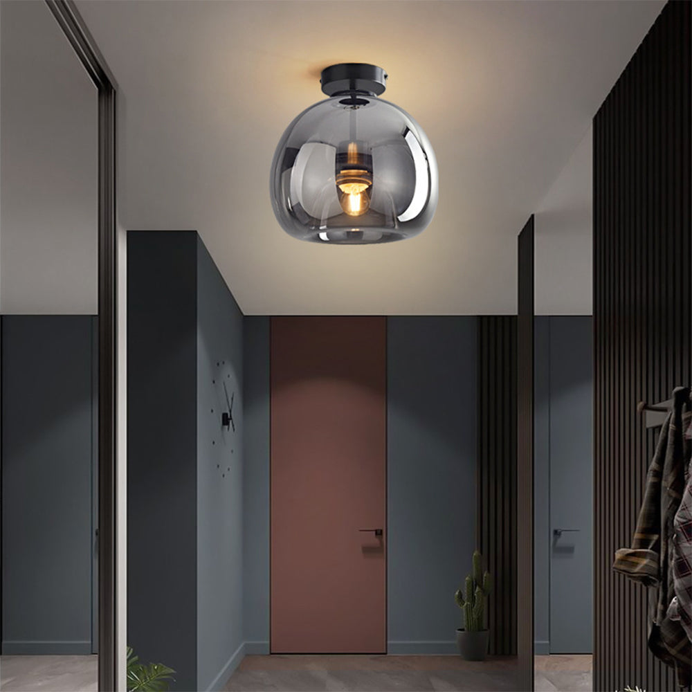 Modern Copper Glass Ceiling Light for Hallways and Living Rooms