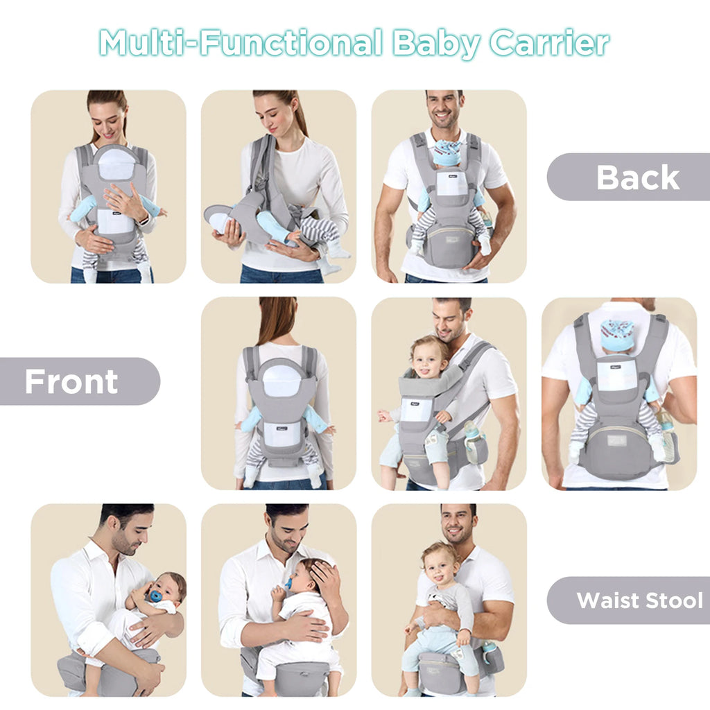 Baby Carrier for Newborns to Toddlers – Hip Seat, Adjustable & Breathable Design - MOSKBITE