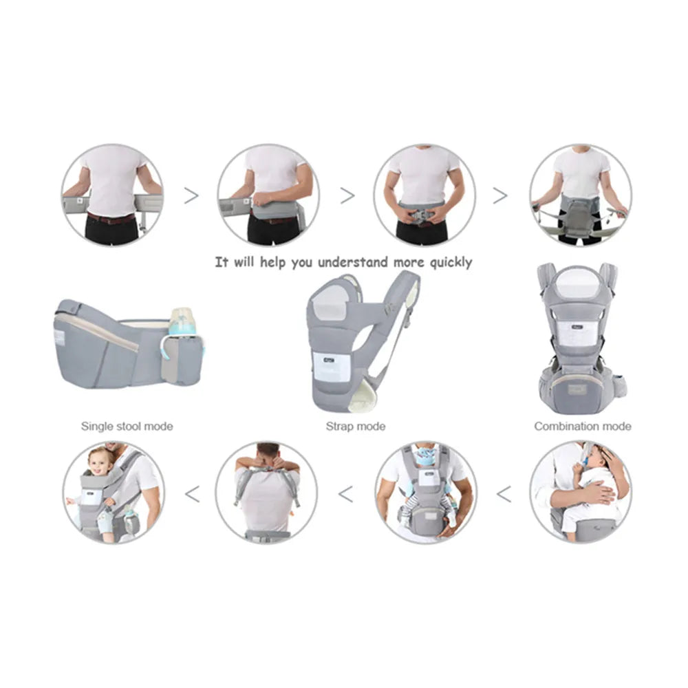 Baby Carrier for Newborns to Toddlers – Hip Seat, Adjustable & Breathable Design - MOSKBITE