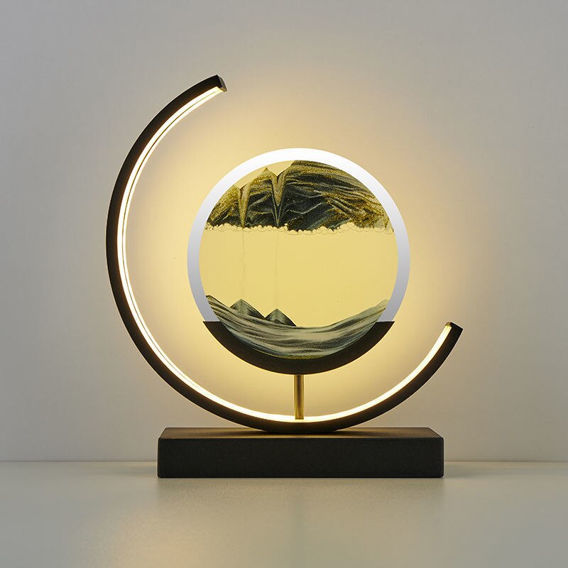 Crescent 3D Quicksand Art Lamp – Rotating Dynamic Sand Landscape Night Light