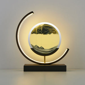 Crescent 3D Quicksand Art Lamp – Rotating Dynamic Sand Landscape Night Light