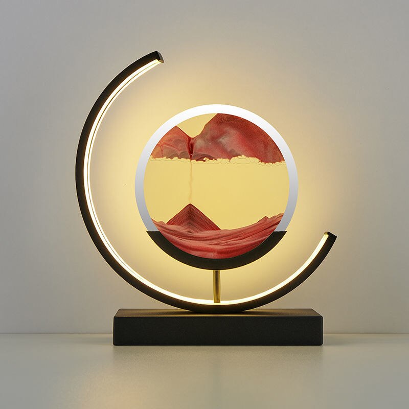 Crescent 3D Quicksand Art Lamp – Rotating Dynamic Sand Landscape Night Light