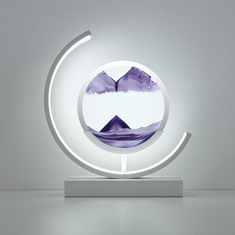 Crescent 3D Quicksand Art Lamp – Rotating Dynamic Sand Landscape Night Light