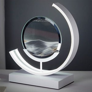 Crescent 3D Quicksand Art Lamp – Rotating Dynamic Sand Landscape Night Light