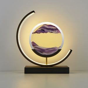 Crescent 3D Quicksand Art Lamp – Rotating Dynamic Sand Landscape Night Light