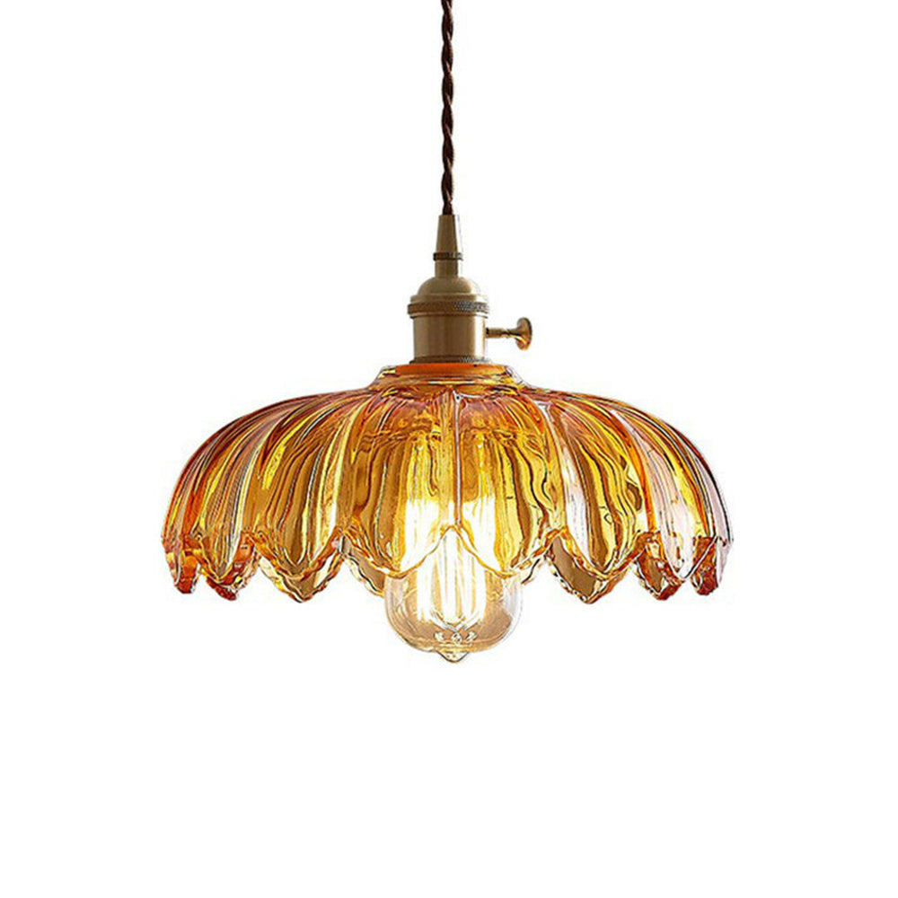 Vintage Pendant Light Glazed Floral Hanging Lamp