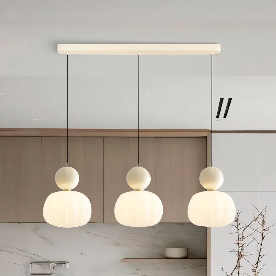 Modern Cream Pendant Light with G9 Bulb – Adjustable Height Fixture