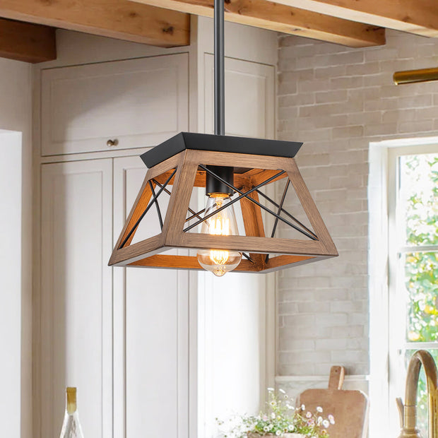 Pendant Lighting Single Light Square Rustic
