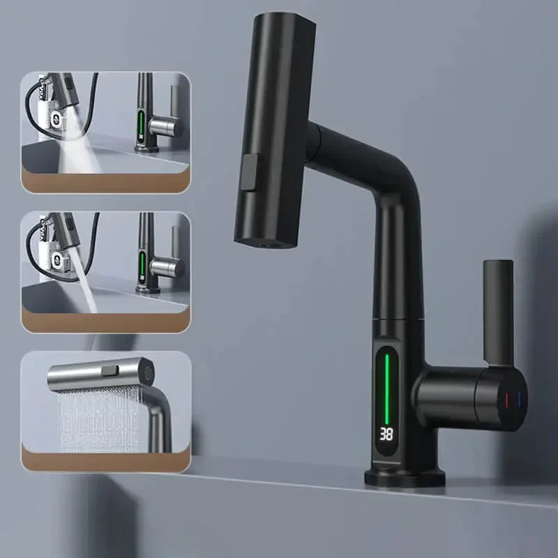HydroFlow | Kitchen Tap – Digital Temperature Display & Multi-Spray Modes