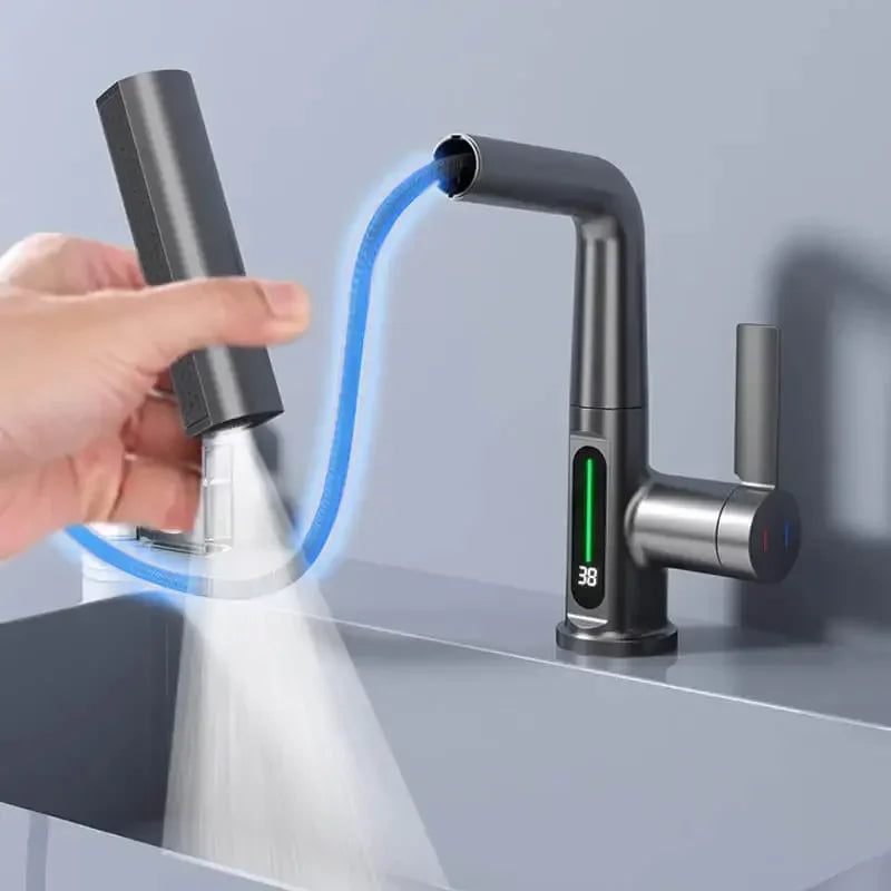 HydroFlow | Kitchen Tap – Digital Temperature Display & Multi-Spray Modes