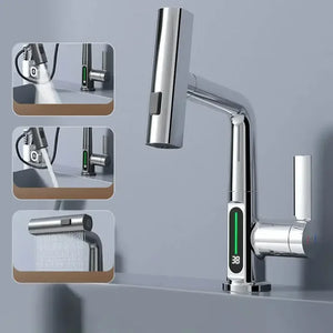 HydroFlow | Kitchen Tap – Digital Temperature Display & Multi-Spray Modes
