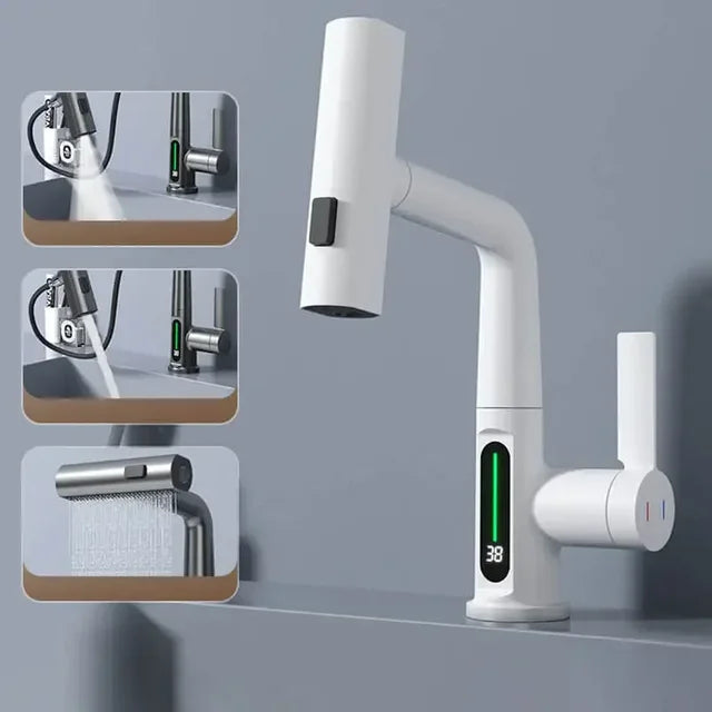 HydroFlow | Kitchen Tap – Digital Temperature Display & Multi-Spray Modes