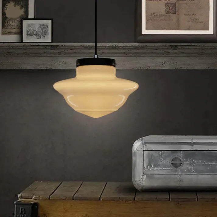 Vintage White Milk Glass Pendant Light