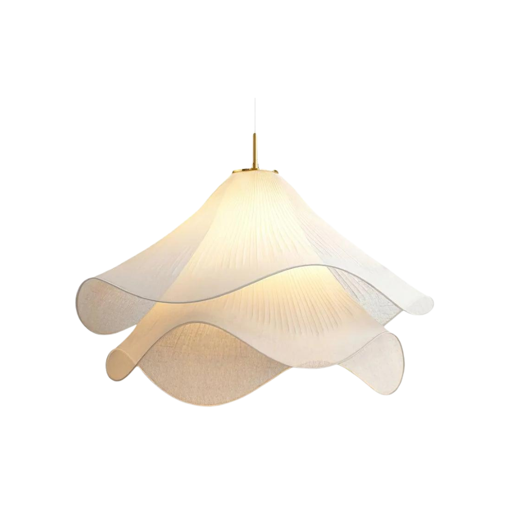 Cream Petal Fabric Chandelier LED Pendant Light