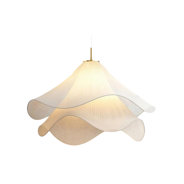 Cream Petal Fabric Chandelier LED Pendant Light