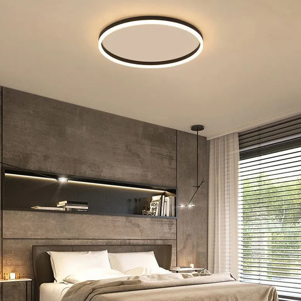 Black Minimalist Round Ceiling Light for Bedroom - MOSKBITE