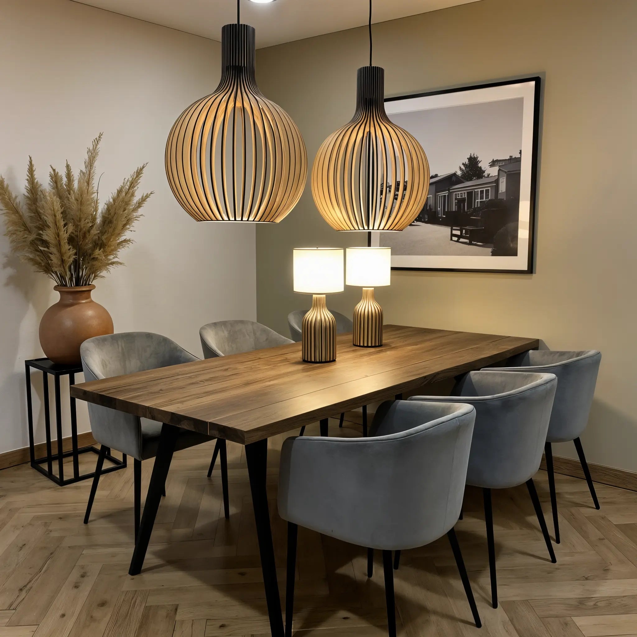 Wooden Pendant Light, Ø35cm Ø45cm Ø55cm