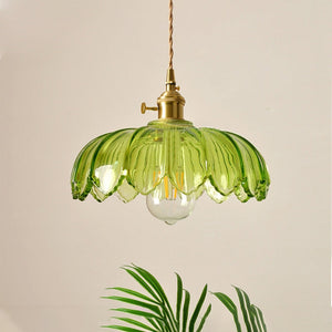 Vintage Pendant Light Glazed Floral Hanging Lamp