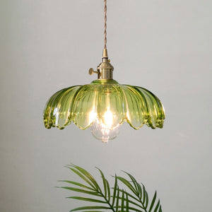 Vintage Pendant Light Glazed Floral Hanging Lamp