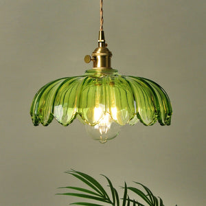 Vintage Pendant Light Glazed Floral Hanging Lamp