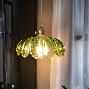 Vintage Pendant Light Glazed Floral Hanging Lamp