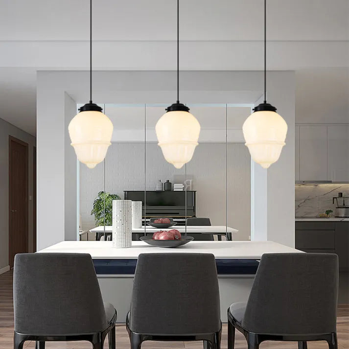 Vintage White Milk Glass Pendant Light