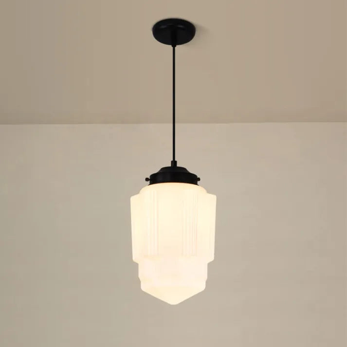 Vintage White Milk Glass Pendant Light