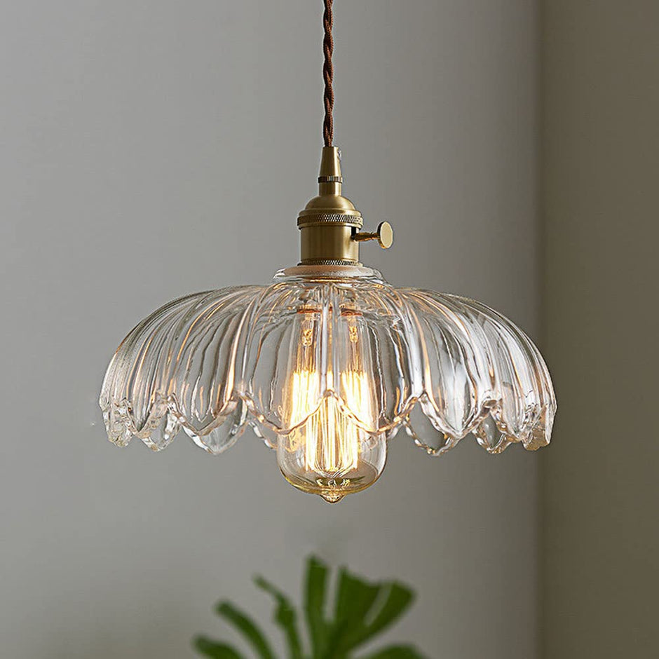 Vintage Pendant Light Glazed Floral Hanging Lamp
