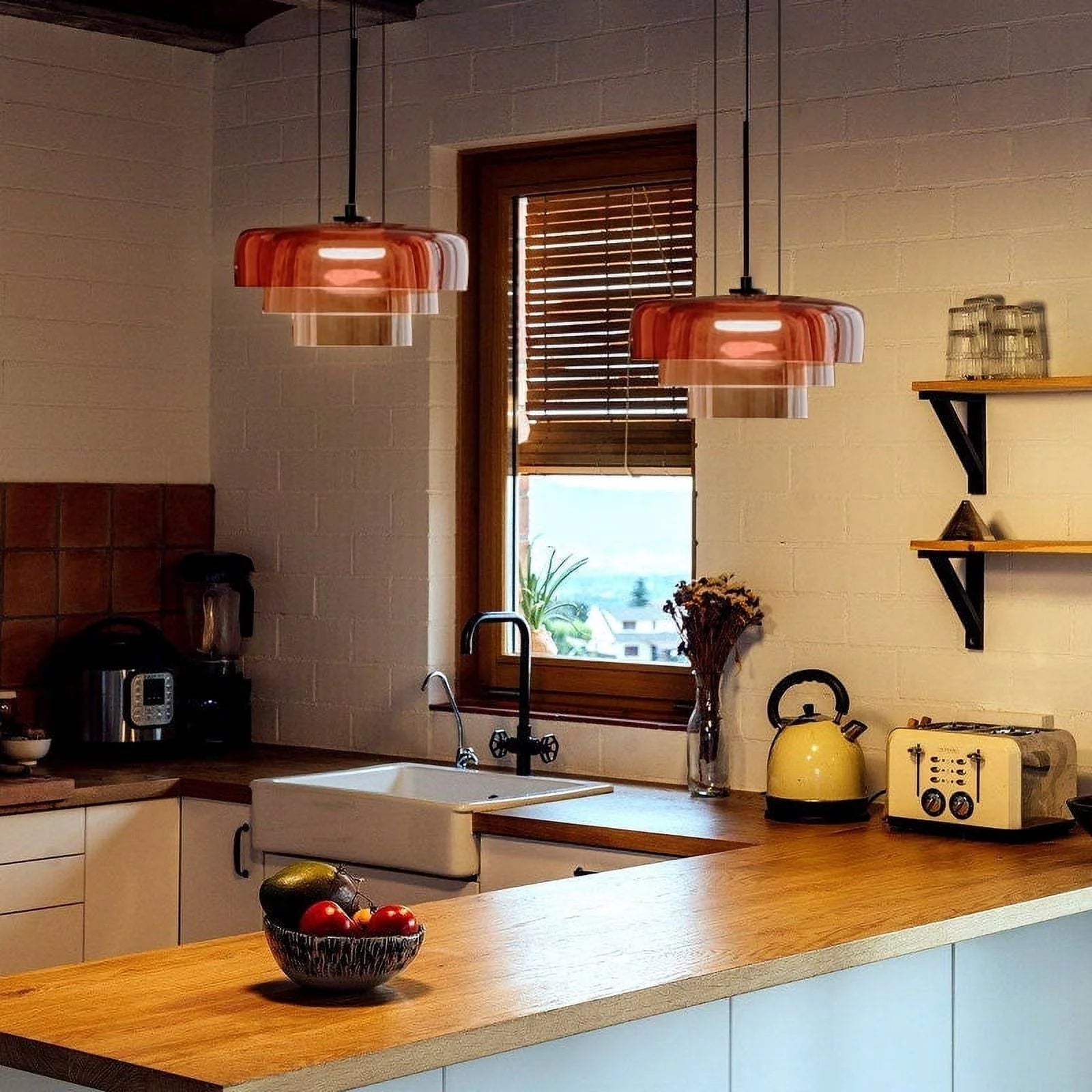 Modern Metal & Glass Pendant Light – Elegant Dining Room & Kitchen Ceiling Lamp