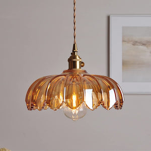 Vintage Pendant Light Glazed Floral Hanging Lamp