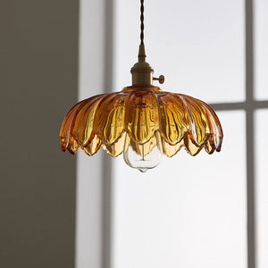 Vintage Pendant Light Glazed Floral Hanging Lamp