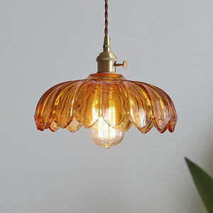 Vintage Pendant Light Glazed Floral Hanging Lamp