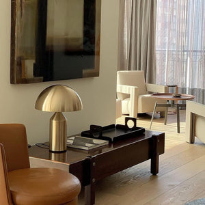 Contemporary Mushroom Table Lamp – Sleek Minimalist LED Light with Elegant Metal Frame