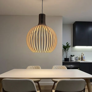 Rustic Modern Wooden Pendant Light – Stylish Hanging Fixture with  Wood Design
