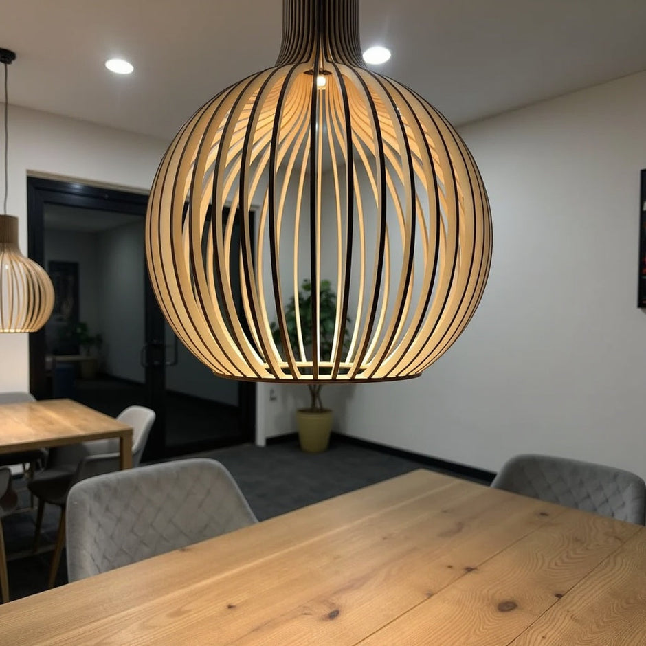 Wooden Pendant Light, Ø35cm Ø45cm Ø55cm
