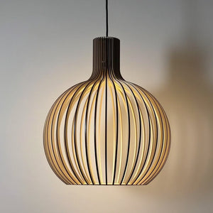 Rustic Modern Wooden Pendant Light – Stylish Hanging Fixture with  Wood Design