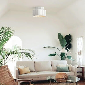 Ceiling Light Cream Style Vintage Drum Semi Flush Mount