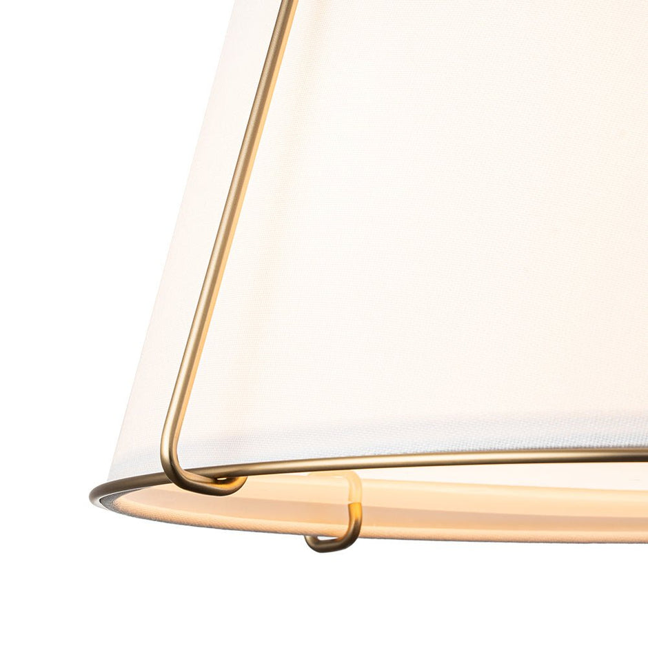 Classic Linen Drum Ceiling Lamp – Semi-Flush Mount with Brass Detail