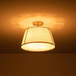 Classic Linen Drum Ceiling Lamp – Semi-Flush Mount with Brass Detail