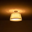 Classic Linen Drum Ceiling Lamp – Semi-Flush Mount with Brass Detail